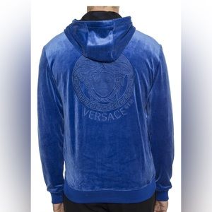 VERSACE BLUE MEDUSA HEAD HOODIE